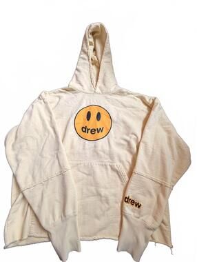 Drew House Men's XLarge Yellow Deconstructed Mascot Smiley Hoodie BG